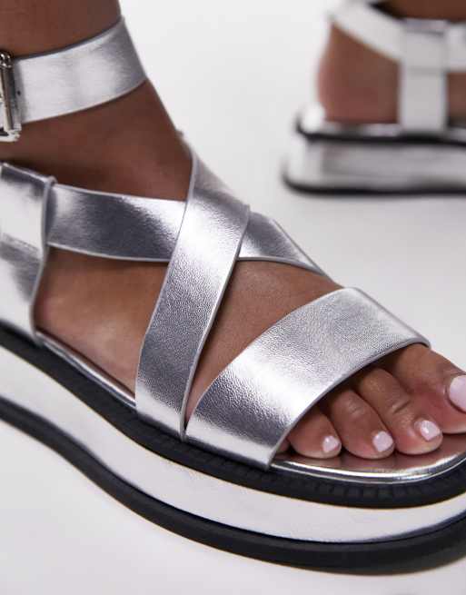 Topshop - Jasmine - Chunky sandaler i sølvfarve, 3 af 4