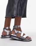 [Topshop] Topshop Jasmine chunky sandals in silver 38 SILVER