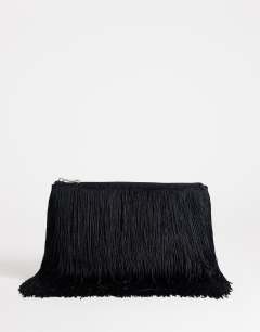 Jasmine fringe envelope bag in black