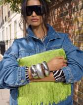 Topshop Jasmine fringe envelope bag in green