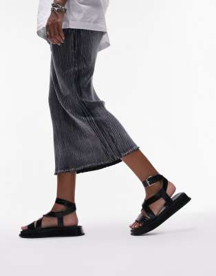 Sandales Plateau Topshop Cuir Noir Taille 37 - Occasion - Pour Soirée/Fête