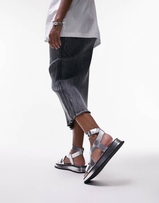 Topshop - Jasmine - Sandali argento con suola spessa, 4 di 4