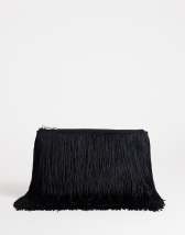 Topshop Jasmine small fringe envelope bag in black