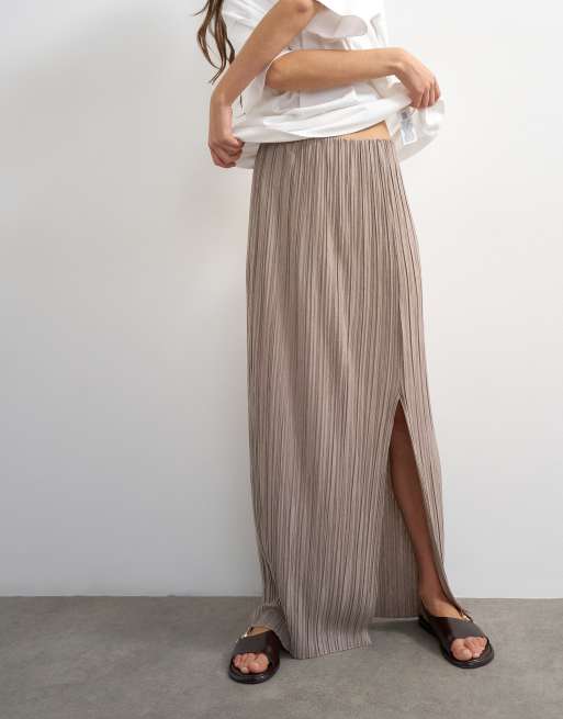 Topshop – Jasnobeżowa plisowana spódnica maxi, 2 z 5