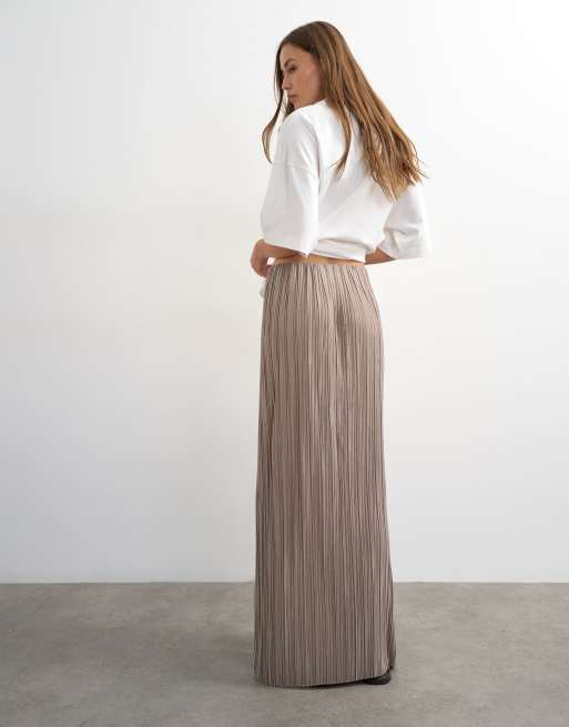 Topshop – Jasnobeżowa plisowana spódnica maxi, 5 z 5