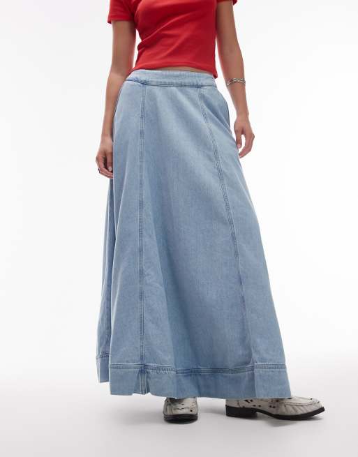 Topshop – Jasnoniebieska jeansowa spódnica maxi z koła, 5 z 5