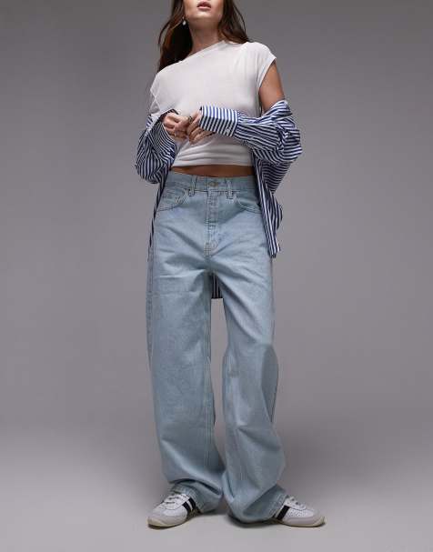 Topshop Skater lowslung jean in bleach