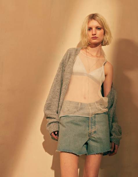 Topshop – Jasnoniebieskie szorty jeansowe z efektem zabrudzenia - view 1