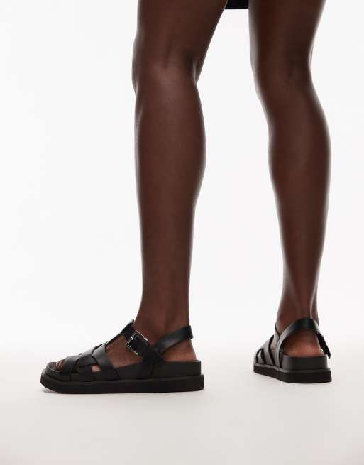 Topshop Jason flat sandal in black, 2 of 4