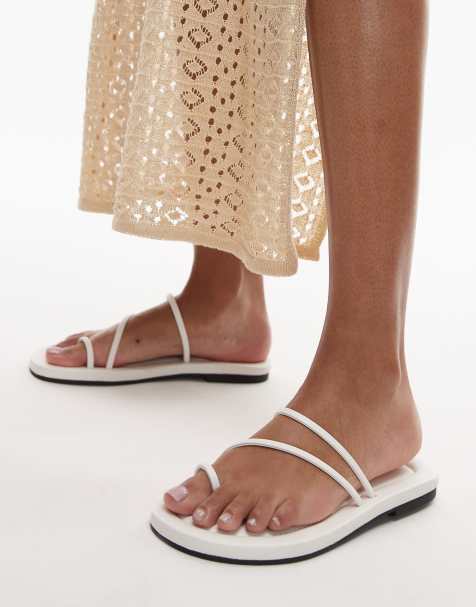 Topshop Jasper minimal sandal in white - view 1
