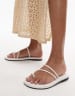 ASOS Design scoop button ribbed bodice with poplin skirt maxi dress in white