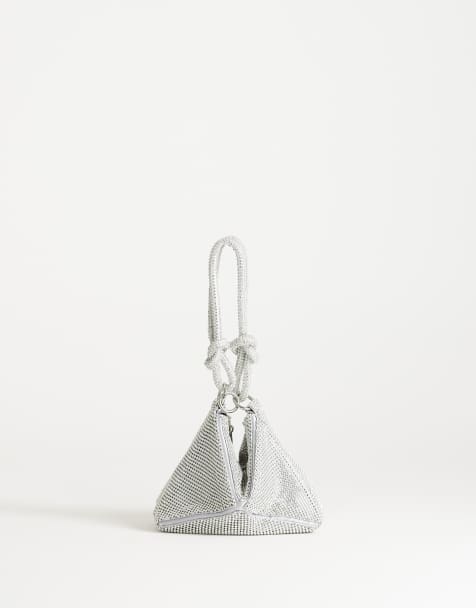 Topshop - Jax - Borsa a mano asimmetrica color argento decorata - view 1