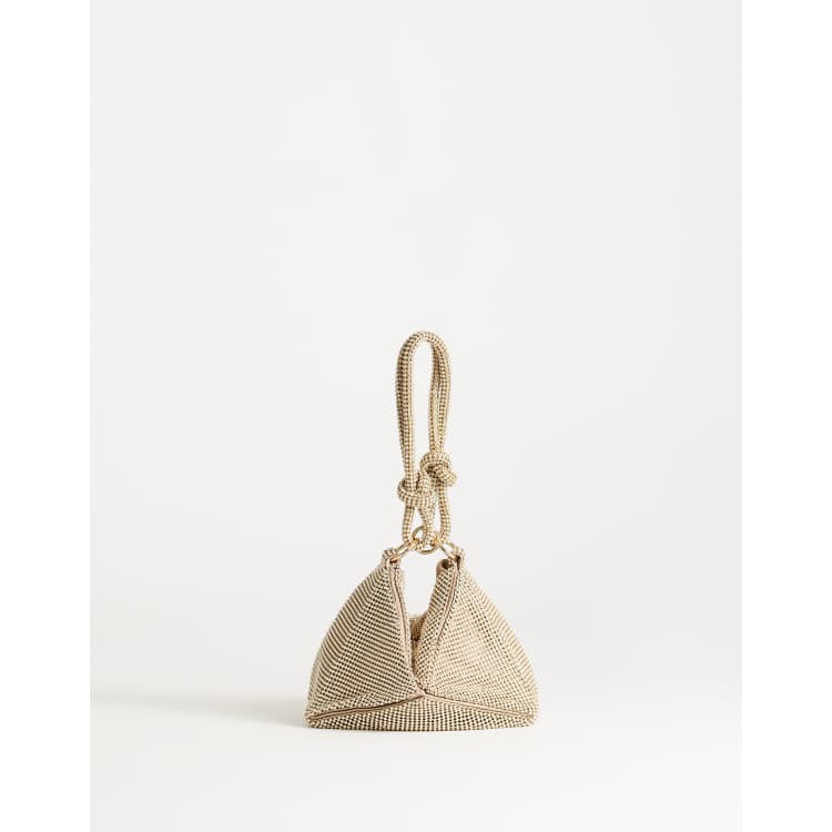 Topshop Jax embellished asymmetric grab bag in gold | ASOS