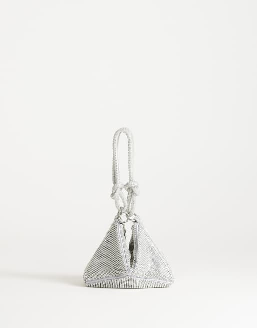 Topshop Jax embellished asymmetric grab bag in silver, 3 of 4
