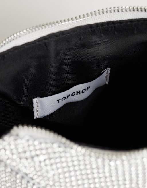 Topshop Jax embellished asymmetric grab bag in silver, 4 of 4
