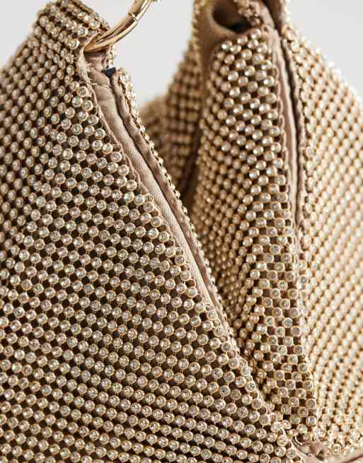 Topshop Jax kleine tas met versiering en asymmetrische handgreep in goud, 2 van 4
