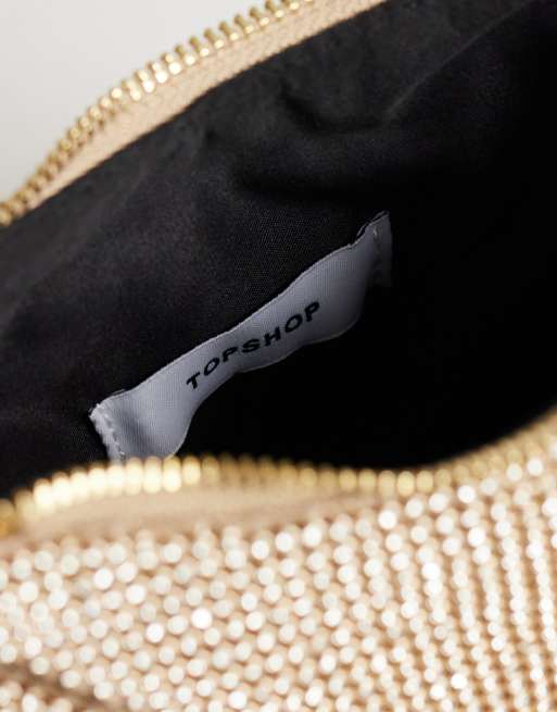Topshop Jax kleine tas met versiering en asymmetrische handgreep in goud, 4 van 4
