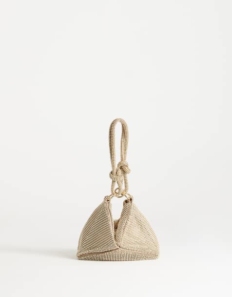 Topshop Jax kleine verzierte asymmetrische Handtasche in Gold - view 1