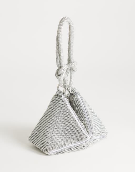 Topshop Jax piccola borsa a mano asimmetrica decorata in argento