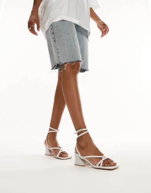 Topshop white heeled sandals sale