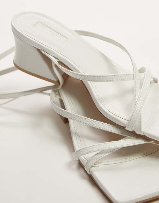 Topshop Jay angular mid heel strappy sandals in white lizard , 3 of 4