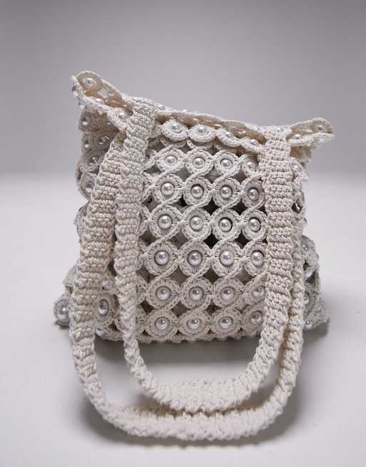 Topshop - Jay - Gehaakte shopper met kralen in wit, 4 van 4