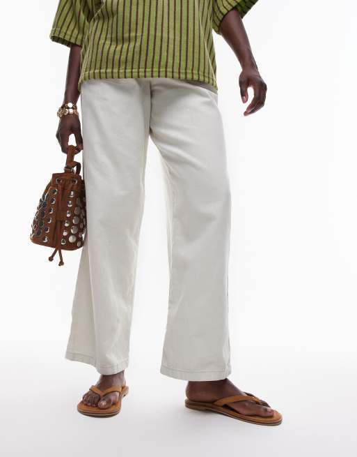 Topshop Jay real suede toe thong flat sandals in tan