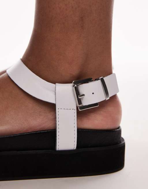 Topshop Jaya Premium Leather Toe Loop Strappy Sandals