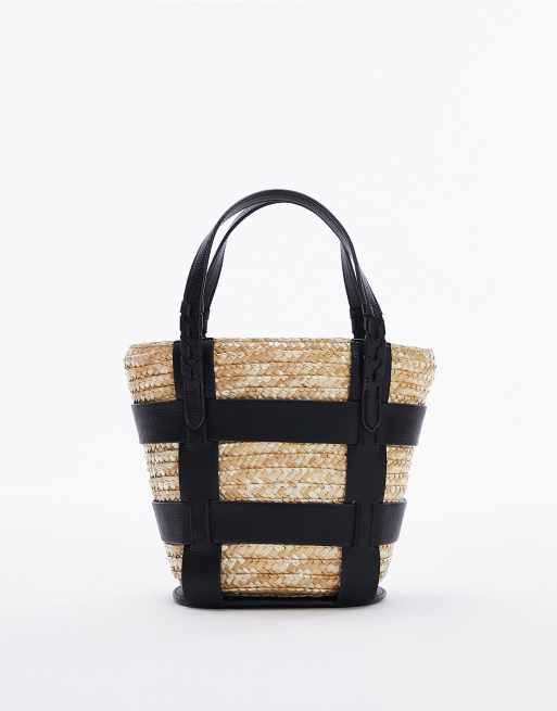 Topshop Jayda basket crochet bag in black ASOS