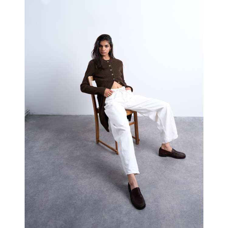 Chino Topshop En Coton - Taille UK 6 - Couleur Blonde - Neuf Avec étiquettes