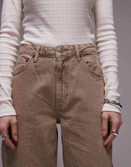 Topshop - Jean ample à taille mi-haute - Sable, 4 de 5