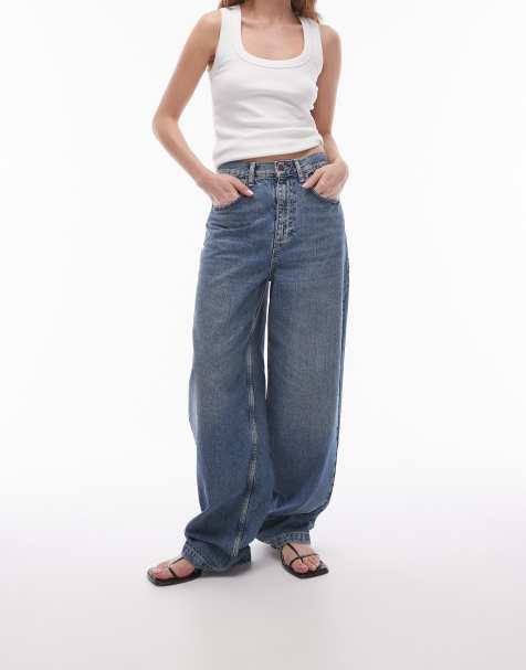 Topshop - Jean baggy à taille haute - Bleu authentique - view 1