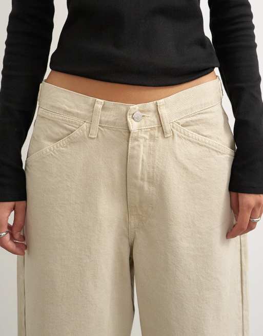 Topshop jean baggy taille basse Dillan en avoine d'hiver, 3 de 5