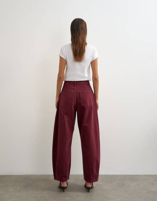 Topshop jean barrel cocon taille mi-haute rouge cerise, 5 de 5