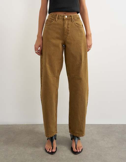 Topshop jean barrel taille mi-haute en cumin, 2 de 5