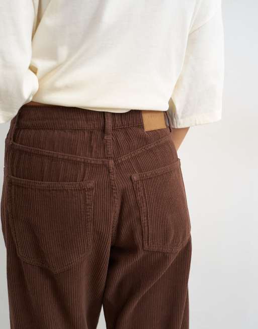 Topshop jean barrel taille mi-haute en velours côtelé chocolat, 2 de 7