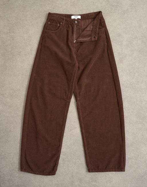 Topshop jean barrel taille mi-haute en velours côtelé chocolat, 7 de 7