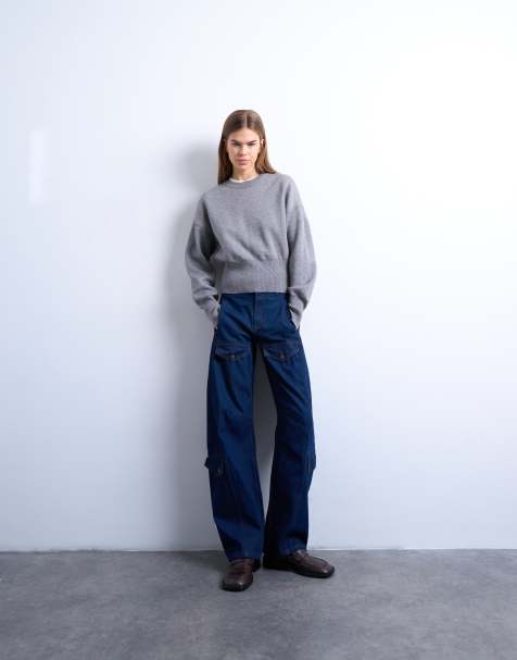 Topshop - Jean bouffant à poches cargo - Indigo - view 1