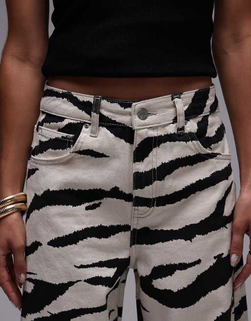 Topshop - Jean bouffant à taille mi-haute et imprimé zébré, 5 de 5
