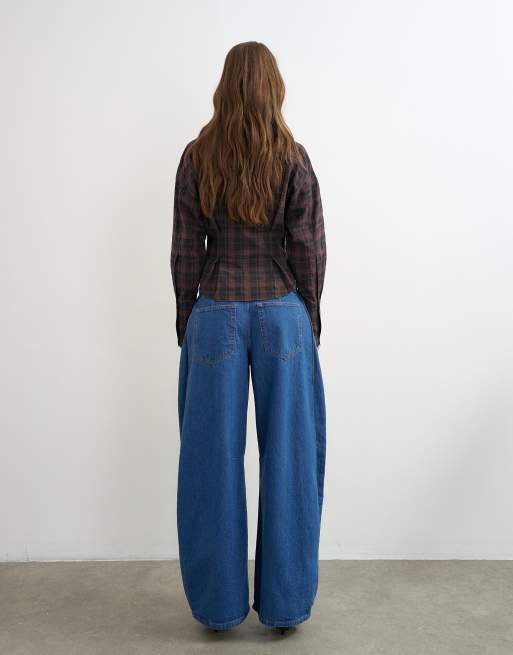 Topshop jean cocon à plis sur le côté bleu profond, 2 de 5