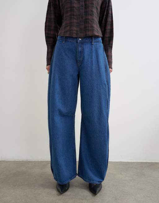 Topshop jean cocon à plis sur le côté bleu profond, 3 de 5