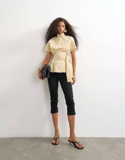 Topshop - Jean corsaire taille haute - Noir