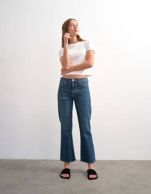 Topshop - Jean court évasé - Bleu intense