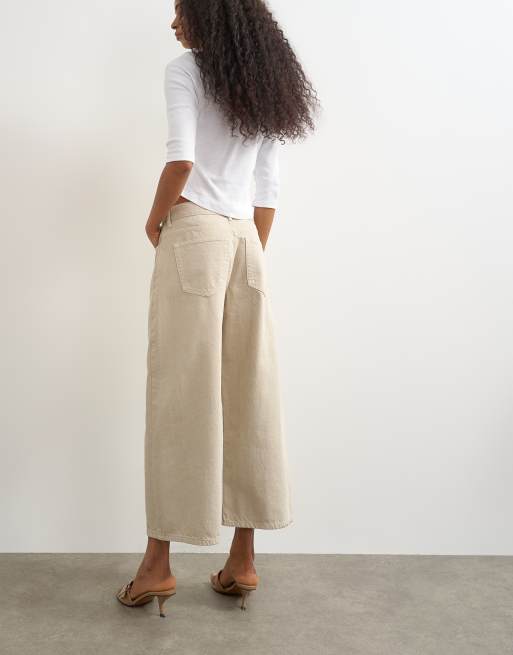 Topshop jean court relaxed taille mi-haute en avoine, 3 de 5