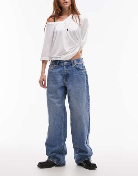 Topshop - Jean décontracté à taille basse cintrée - Bleu moyen - view 1
