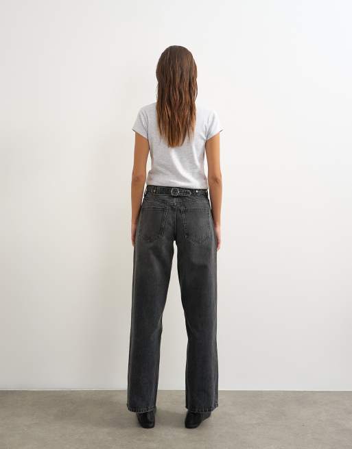 Topshop - Jean décontracté à taille basse cintrée - Noir délavé, 5 de 5
