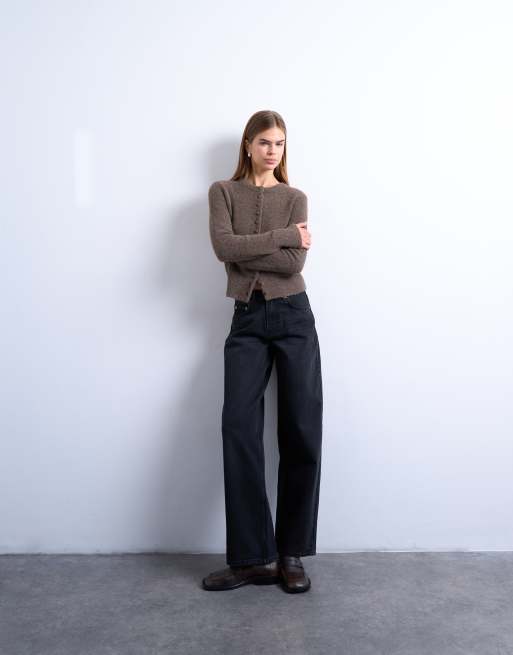 Topshop - Jean décontracté à taille basse cintrée - Noir délavé, 3 de 7