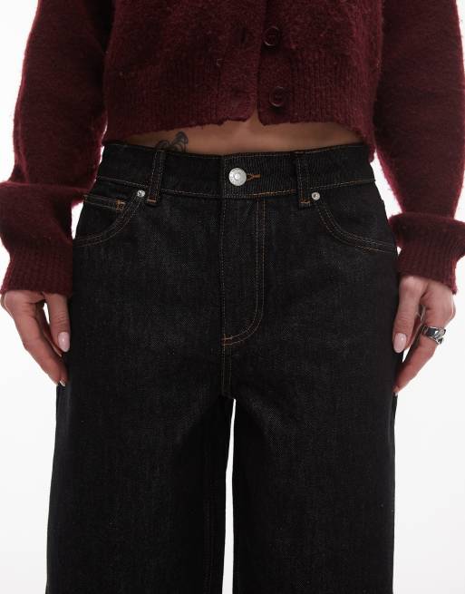 Topshop - Jean décontracté à taille basse cintrée - Noir écru, 5 de 5