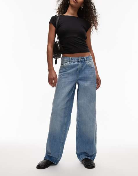 Topshop - Jean décontracté délavé à taille basse cintrée - view 1