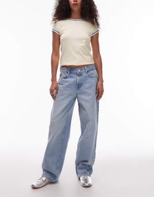 Topshop - Jean décontracté délavé à taille basse cintrée - view 1